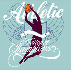 Basketball sports print embroidery graphic design vector art