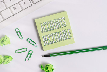 Text sign showing Accounts Receivable. Business photo showcasing Legal Claim of Payment Money Owed...