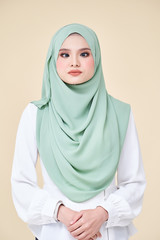 Isolated of Women wearing scarf with variety face expression