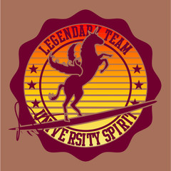 surf and horse print graphic design vector art