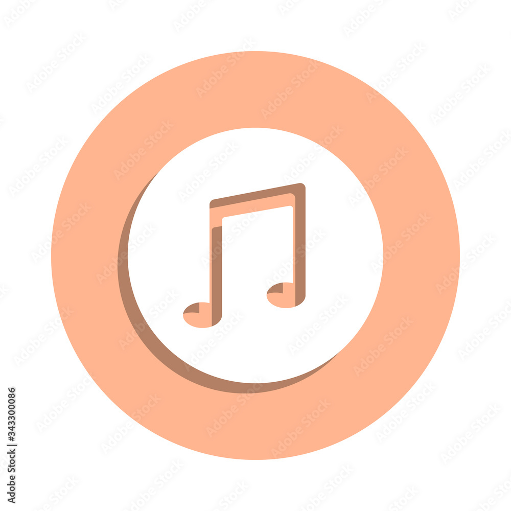 Poster musical note in a circle badge icon. simple glyph, flat vector of music icons for ui and ux, website