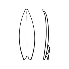 hand drawn doodle surfboard illustration with cartoon style vector