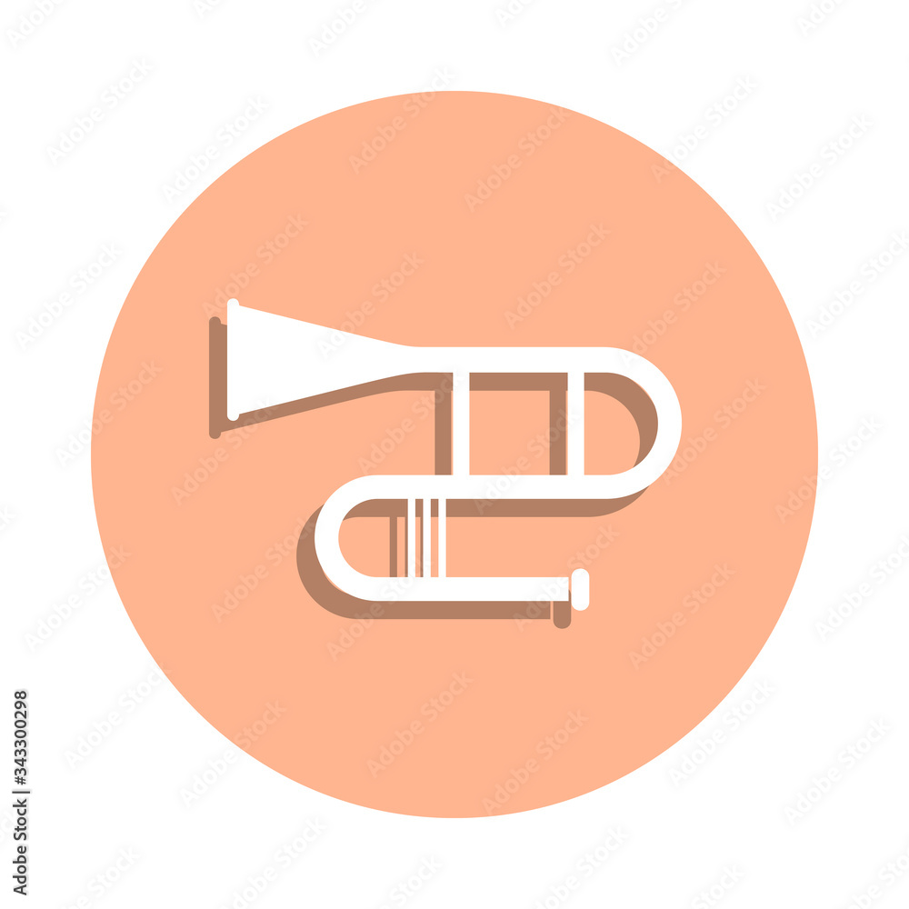 Poster trombone badge icon. simple glyph, flat vector of music icons for ui and ux, website or mobile appli