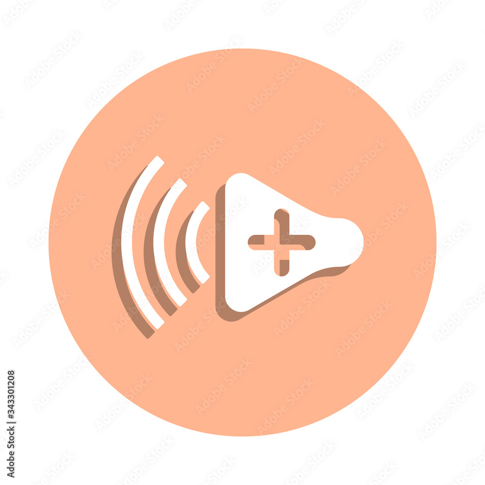 Poster sound increase badge icon. simple glyph, flat vector of music icons for ui and ux, website or mobile