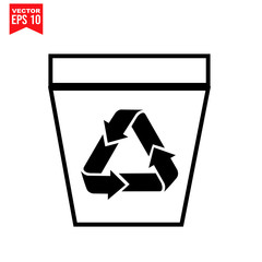 recycling symbol with garbage Icon symbol Flat vector illustration for graphic and web design.