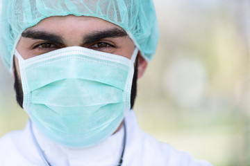 Doctor With Surgical Mask Outside