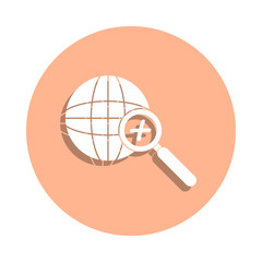 Globe increase sign badge icon. Simple glyph, flat vector of university life icons for ui and ux, website or mobile application