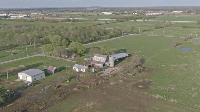 aerial b-roll of farm house