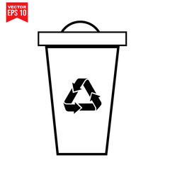 recycling symbol with garbage Icon symbol Flat vector illustration for graphic and web design.