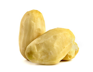 peeled potatoes isolated on white background