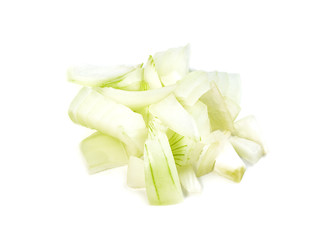 chopped onion isolated on white background