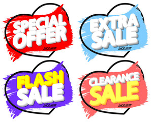 Set Sale banners design template, discount tags, vector illustration