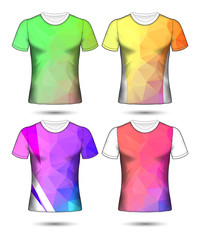  t-shirt templates abstract geometric collection of different colors polygonal mosaic