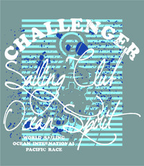 Nautical print embroidery graphic design vector art