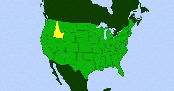 2D Animation of US Map with Idaho Highlighted