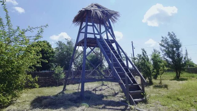 Traditional russian country cabin house izba in village
