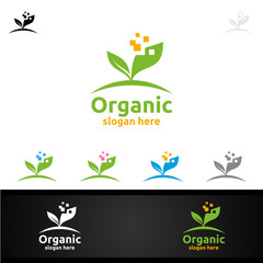 Natural and Organic Logo design template for Herbal, Ecology, Health, Yoga, Food, or Farm Concept