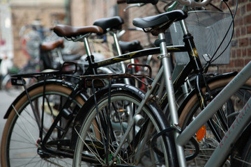 Fototapeta na wymiar Bicycle row in Copenhague, Denmark