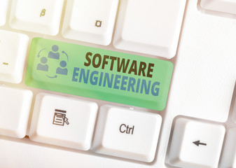 Text sign showing Software Engineering. Business photo text Program Development in Systematic...