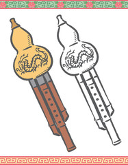 Vector illustration of chinese traditional instrument, hulusi.