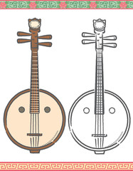 Fototapeta premium Vector illustration of chinese traditional instrument, ruan.
