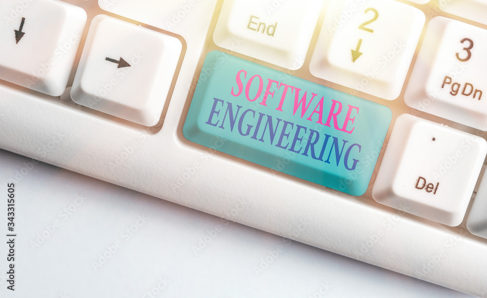 Poster conceptual hand writing showing software engineering. concept meaning program development in systema