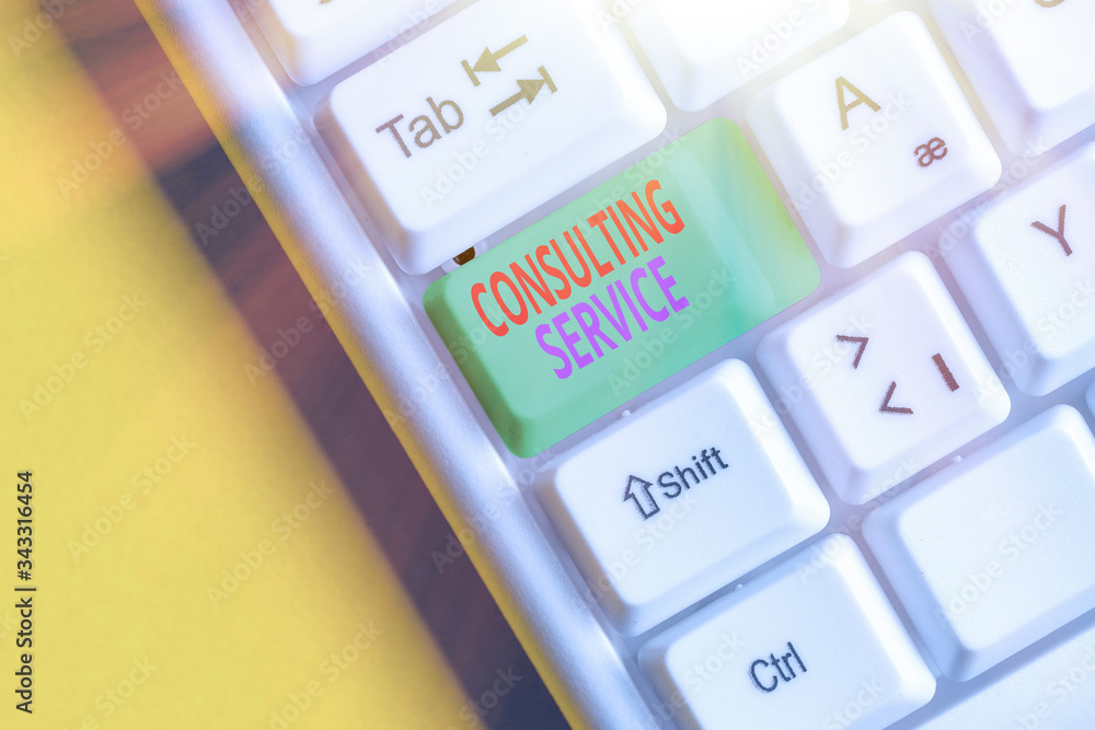 Poster writing note showing consulting service. business concept for experts that offers knowledge to a thi