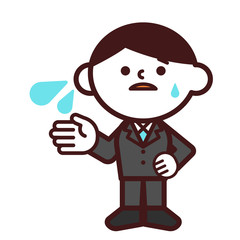 ビジネス　スーツ　全身　男性　汗　焦り　不安　困惑