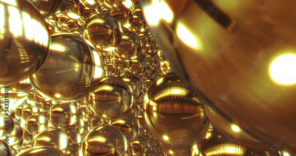 Poster abstract 3d graphics background with golden pills. 3d renderinging