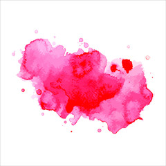 red splash of  paint watercolor on white.Vector Eps10