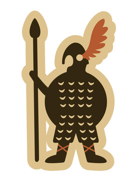 recommend clip art: Stylized Viking warrior with a winged helmet, an armor, a winged helmet and a spear.
