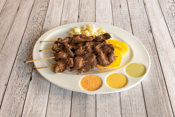 Peruvian style anticuchos plate