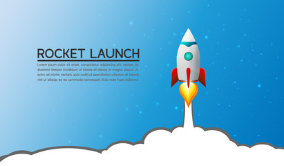 Rocket launch,ship.vector EPS10, Symbol of business startup and growth. illustration concept of business product on a market.