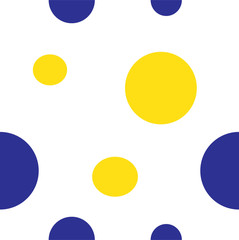 seamless pattern with yellow and blue circles isolated on a white background for fabric and Wallpaper