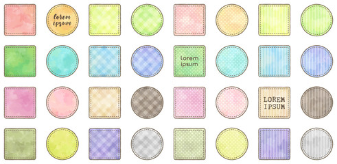 colorful watercolor circle & square labels