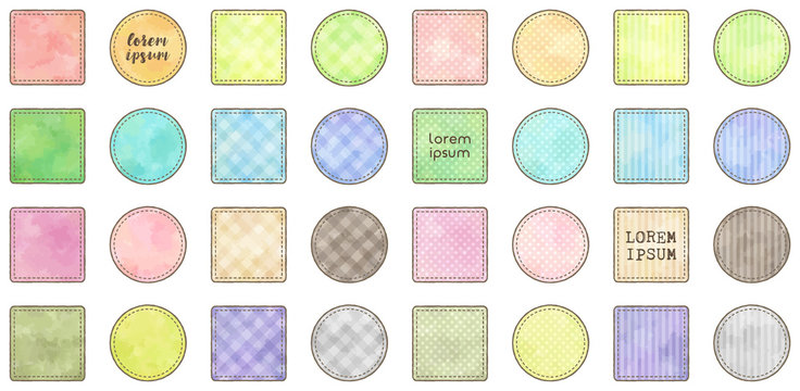 colorful watercolor circle & square labels