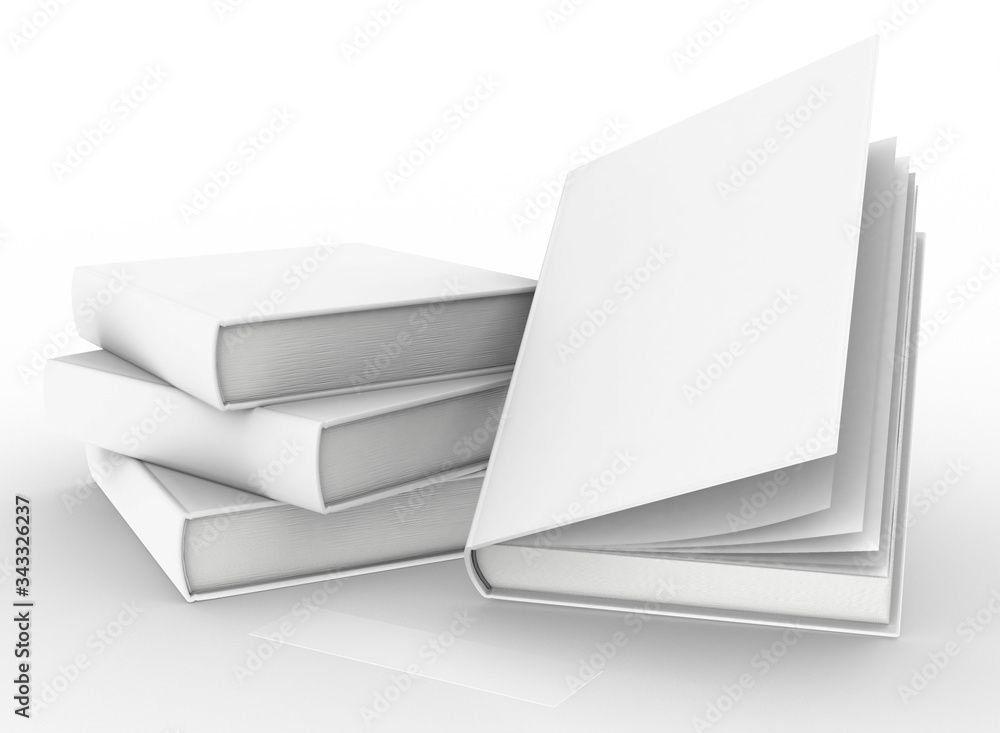 Poster template empty book mockup set white background , 3d rendering
