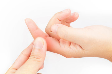 finger bone pain white background finger injury