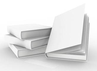 template empty book mockup set white background , 3d rendering