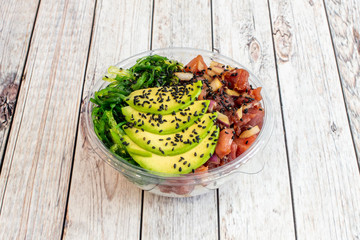 Poke bowl of fresh fish and vegetables