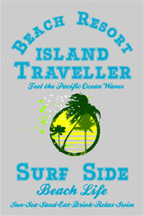 Palm beach retro style graphic design vector art