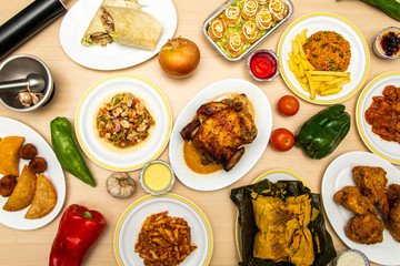 still life with dishes of latin food