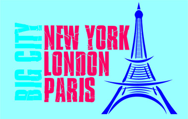 Paris city print embroidery graphic design vector art