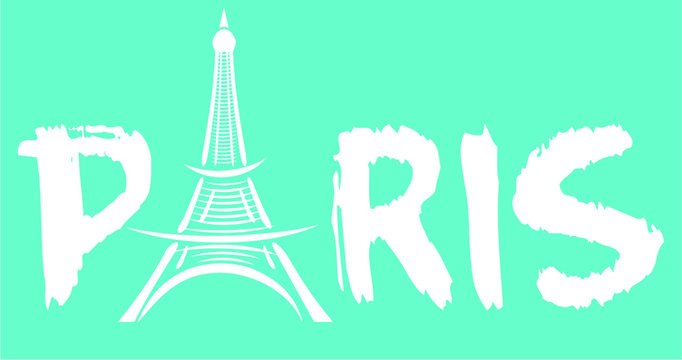 Paris city print embroidery graphic design vector art