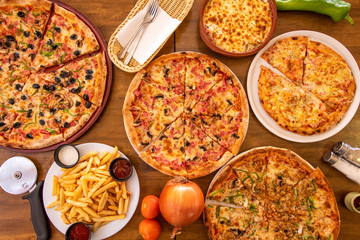 
Image of pizzas from elevated view point