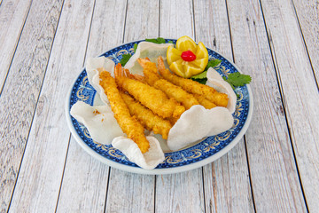 Battered langoustines