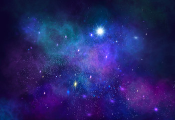 Fototapeta na wymiar A Blue Nebula Starry Night Sky