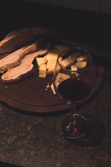 wine bread and cheese moody tone