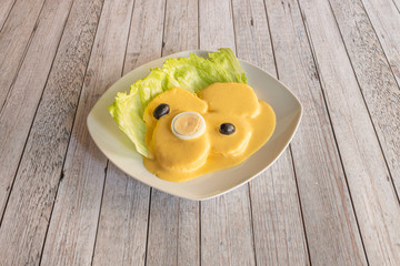 Traditional Peruvian huancaina potatoes