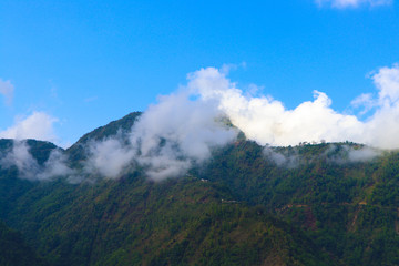 clouds over mountains